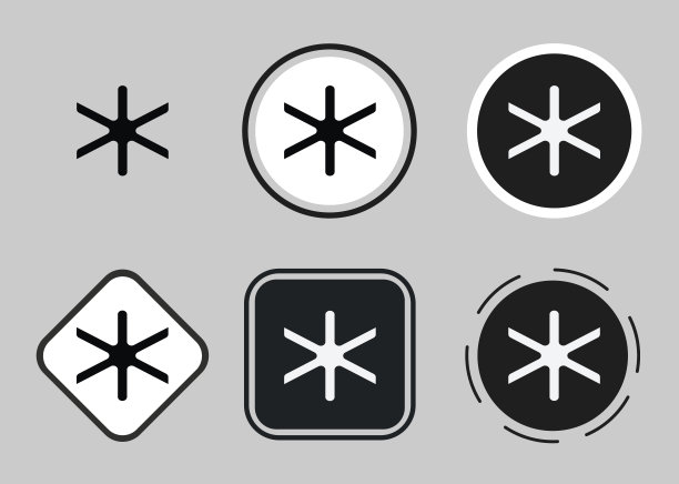 星号图标集。为网站设计和移动暗模式应用程序收集高质量的黑色轮廓标志。白色背景上的矢量插图图片下载