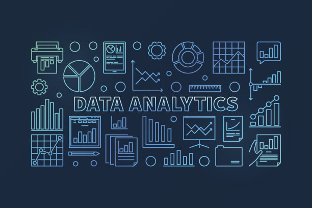 数据分析概念矢量蓝色插图图片下载