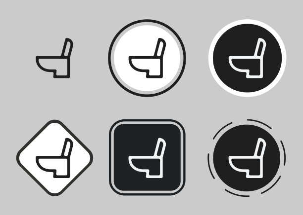 厕所图标套装。为网站设计和移动暗模式应用程序收集高质量的黑色轮廓标志。白色背景上的矢量插图图片下载