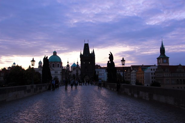 捷克共和国-布拉格-查尔斯桥-全景图图片下载