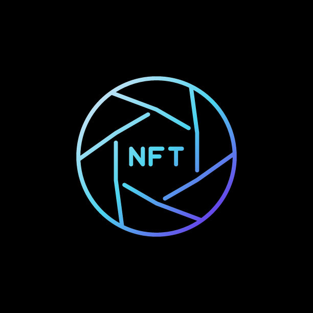 快门与非ft轮廓矢量概念蓝色图标。不可替代的令牌线性符号图片下载