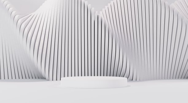 用于产品展示和广告的三维渲染抽象展示平台。简洁的场景背景设计。用于模拟的空基座。化妆用粉彩空舞台。图片下载