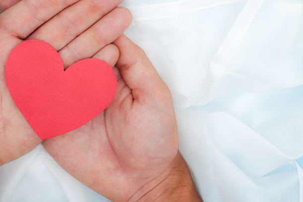 手拿着白底的一颗心。心血管概念，世界卫生日，情人节图片下载