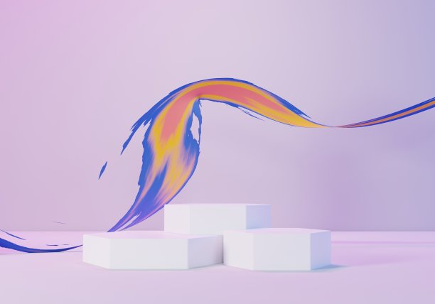 用于产品展示和广告的三维渲染抽象展示平台。简洁的场景背景设计。用于模拟的空基座。化妆用粉彩空舞台。图片下载