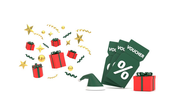 礼券附礼盒及圣诞老人帽图片下载