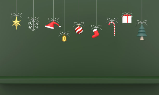 圣诞快乐，新年快乐。圣诞装饰货架。图片下载