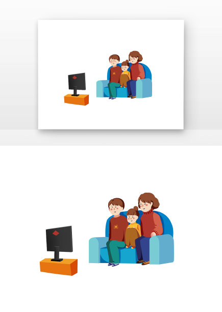 一家人看春晚图片下载