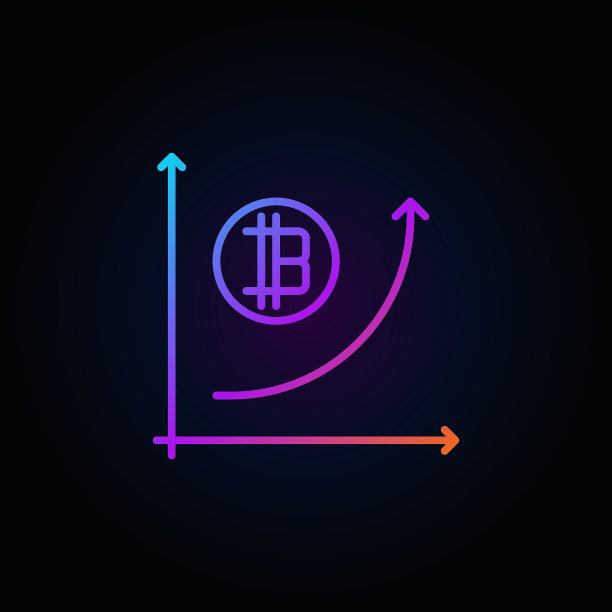 彩色加密货币增长图形轮廓矢量图标或符号图片下载