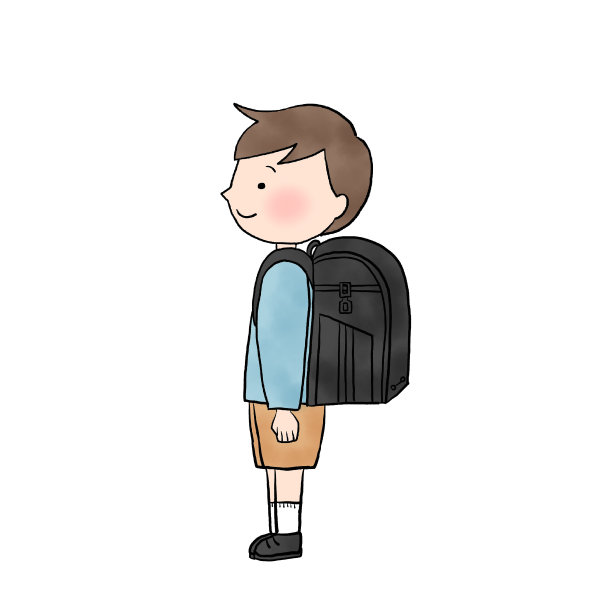 插图材料是一个小学男孩背着书包，侧身站着图片下载