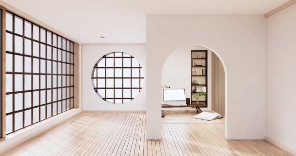 大生活区豪华房日式装修。三维渲染图片下载