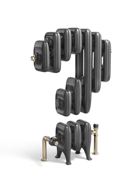 供暖问题的概念。白色背景上的问号形状的电池。三维演示图片下载