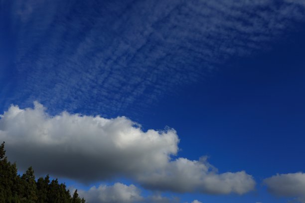 蓝天云层的低角度视图图片下载