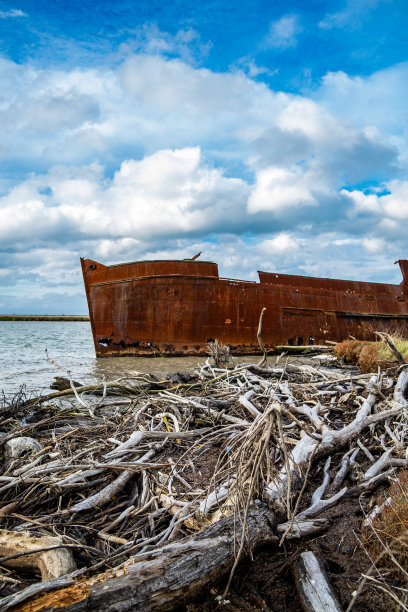 新西兰的旧沉船图片下载