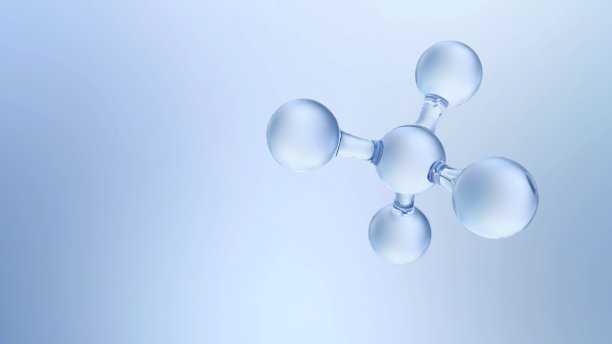 3D渲染分子结构、臭氧、氢和氧图片下载