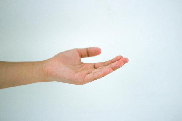 张开的女人的手的特写。白色背景。美丽的概念。图片下载