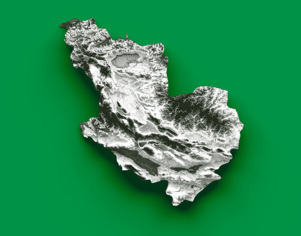 带有白色和绿色旗帜颜色的麦地那地图阴影浮雕地图3D图图片下载