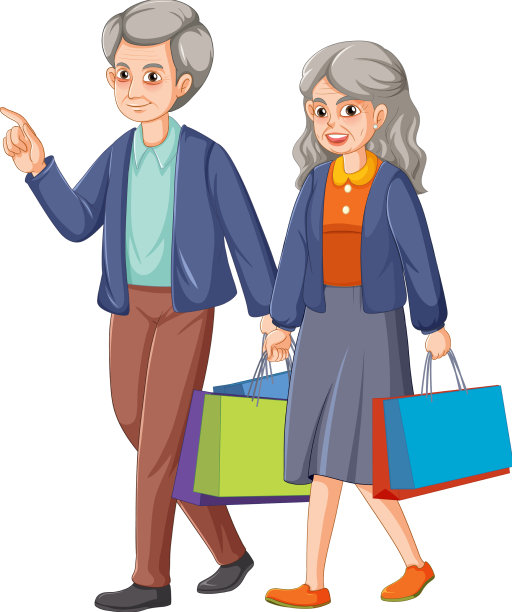 快乐的老夫妻购物图片下载