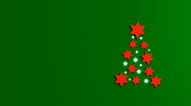 用绿色背景上的星星做成的圣诞树。圣诞节和新年的概念背景图片下载