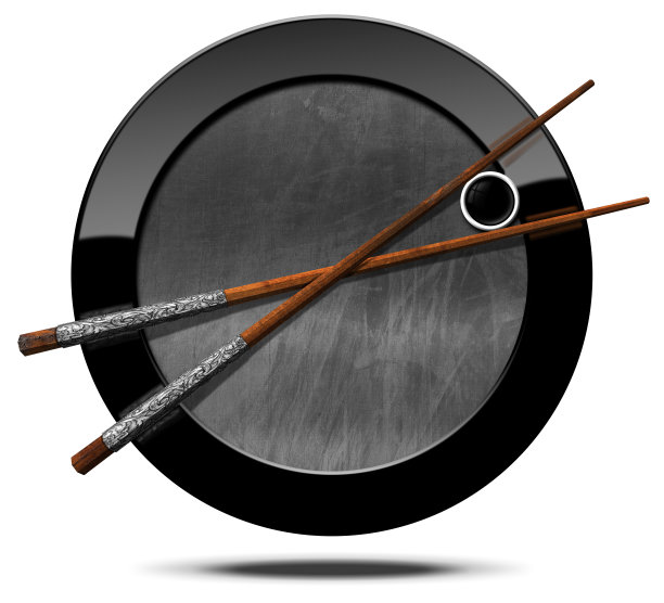 寿司菜单的背景-空白黑板和木制筷子图片下载