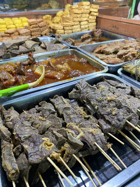 大排档的牛肉内脏图片下载