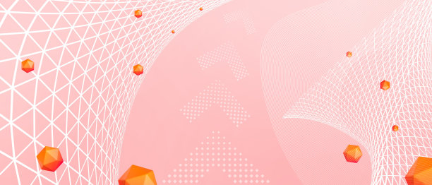 抽象的背景。科技创新与互联网互联为发展理念上的红色。网络空间，几何形状，数字，横幅，网站-3d渲染图片下载