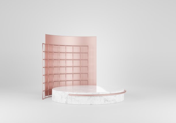 三维渲染圆柱体讲台与白色背景。图片下载