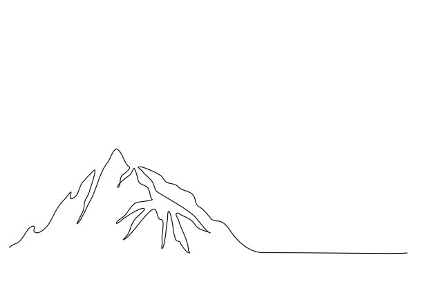 连续的单线山景图。高坐骑高峰线形画矢量设计。探险、冬季运动、徒步旅行和旅游概念。线条简洁的山地景观设计。图片下载