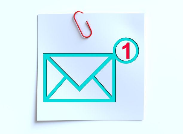 新的电子邮件通知图标与一个电子邮件消息。图片下载