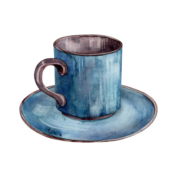 杯。水彩。隔离。剪贴画插图。设计的菜单，烹饪博客，包装，纺织品，网页设计，网站，贴纸，邀请，图案，标志。手工绘制。图片下载