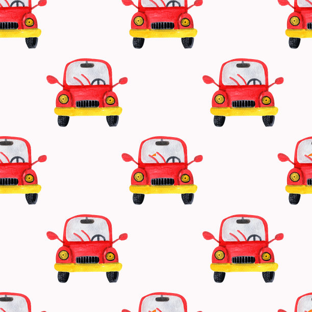 无缝图案红色客车背景。图片下载