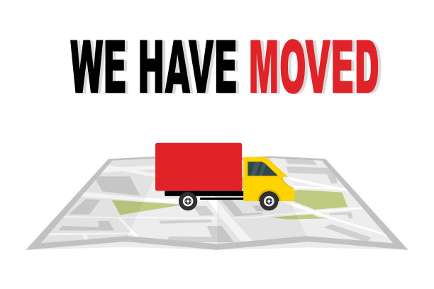 我们搬家了，换了地址。我们有移动的概念。地址，移动，改变，地点，公告，商业，家庭地图。我们已经移动了新的办公图标位置。矢量图图片下载