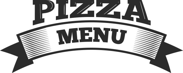 披萨菜单色带标签食物标志模板图片下载