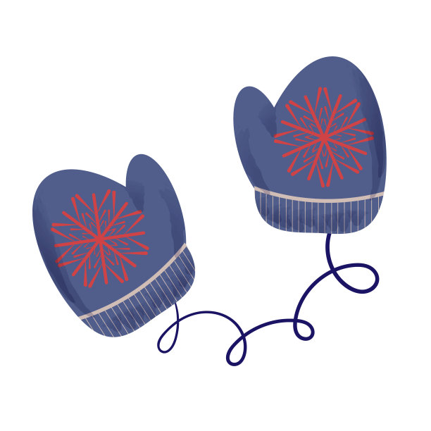 针织手套。平面矢量插图孤立在白色背景上。圣诞装饰手套元素。图片下载