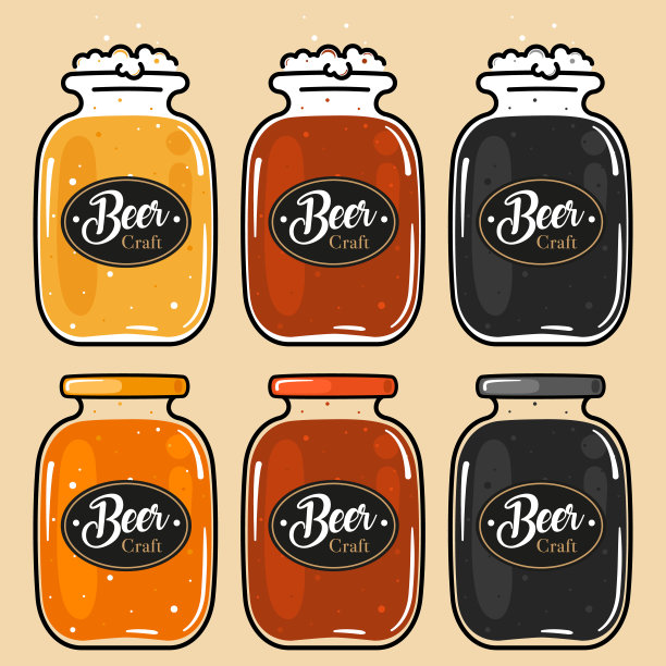 一套装在玻璃罐里的精酿啤酒图片下载