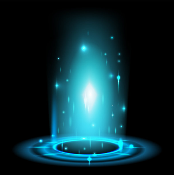 蓝色闪光的传送门环魔法粒子发光图片下载