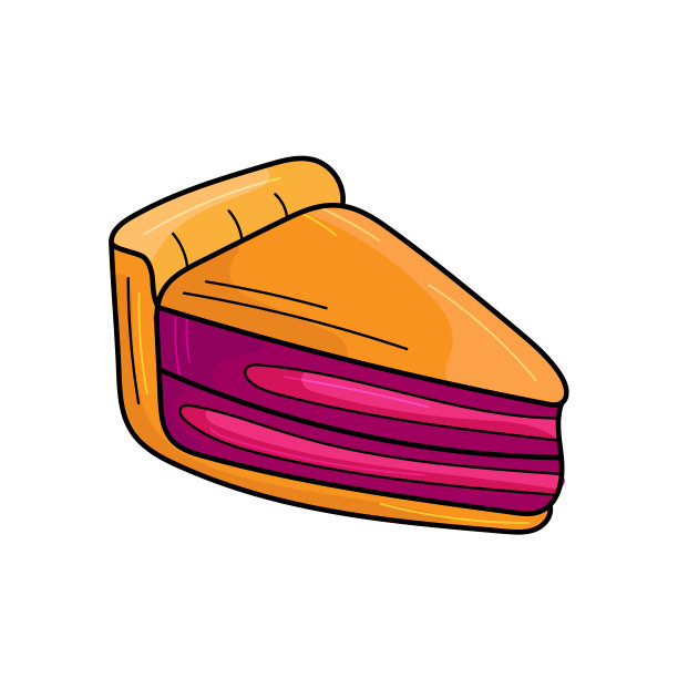 可爱的卡通派。樱桃或蓝莓派画。卡通形象。一块馅饼图片下载