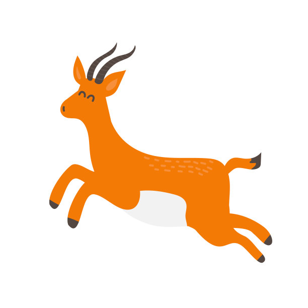 非洲羚羊卡通画。孤立矢量插图。图片下载