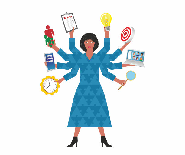 面带微笑试图做一切的湿婆神与女性矢量插画图片下载