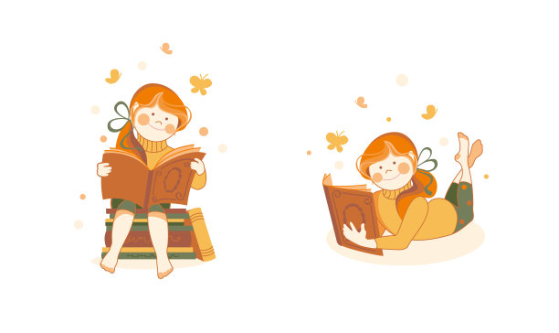 可爱的小女孩在看书。可爱的小女孩在看书。孩子的发展。教育。图片下载