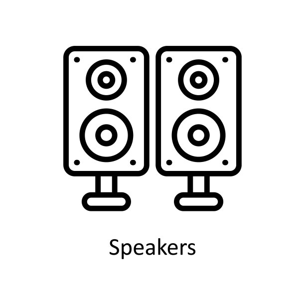 音箱矢量轮廓图标设计插图。清洁标志在白色背景EPS 10文件图片下载