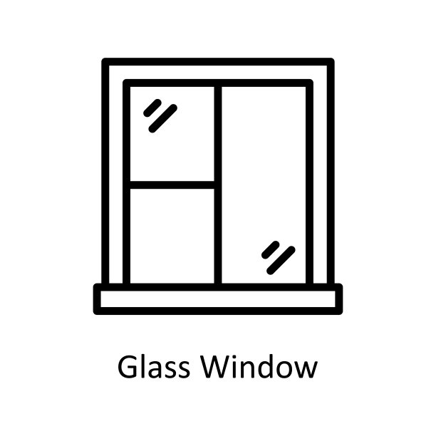 玻璃窗口矢量轮廓图标设计插图。清洁标志在白色背景EPS 10文件图片下载