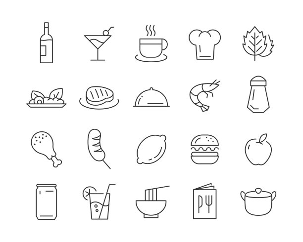 餐厅图标-矢量线图片下载