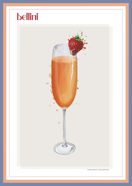 桃色贝利尼鸡尾酒印花图片下载