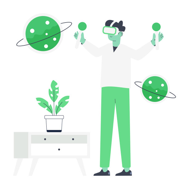 vr聊天的平面人物插画图片下载