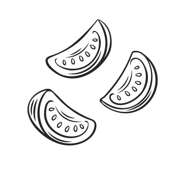 勾勒出下落或飞行的番茄片图片下载