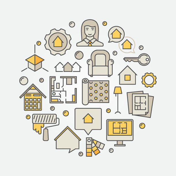 建筑和室内设计插画图片下载