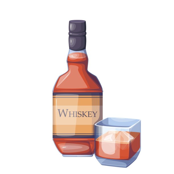瓶装和玻璃杯威士忌加冰块，酒吧菜单上的酒精饮料，威士忌饮料图片下载