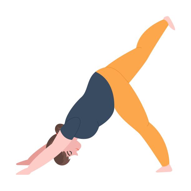 卡通女子做瑜伽运动矢量插图。女性角色做不同的瑜伽姿势或伸展、普拉提、健身隔离图片下载