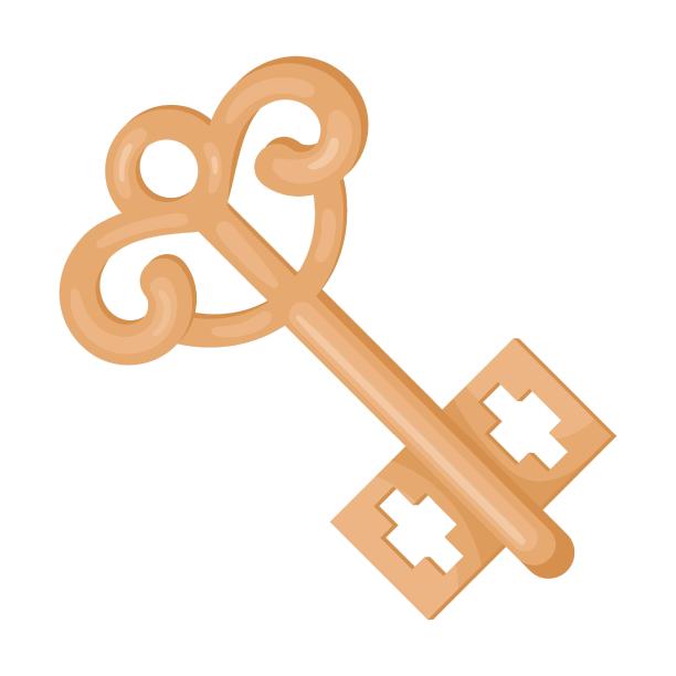 复古青铜键平面矢量插图。收集隔离在白色背景上的门钥匙。保护，安全，安全图片下载