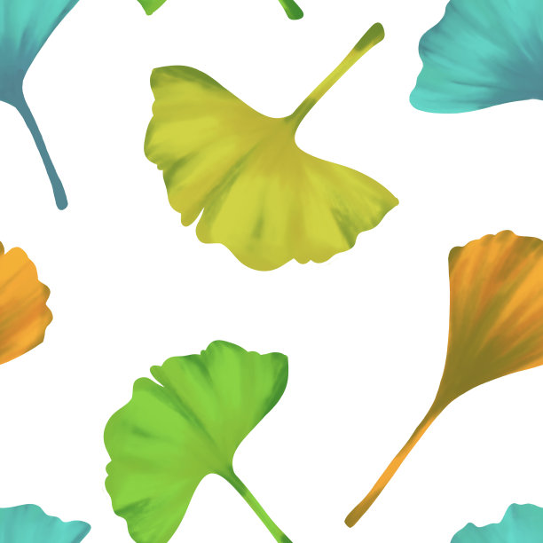 银杏叶无缝花纹。图片下载